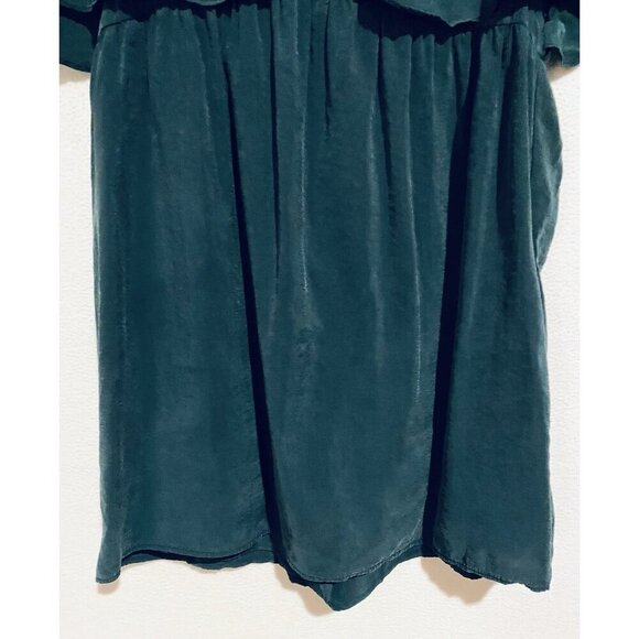 Zara Trf Romper Womens Large Dark Green Ruffle Babydoll Mini Pockets Cottagecore - Picture 4 of 6